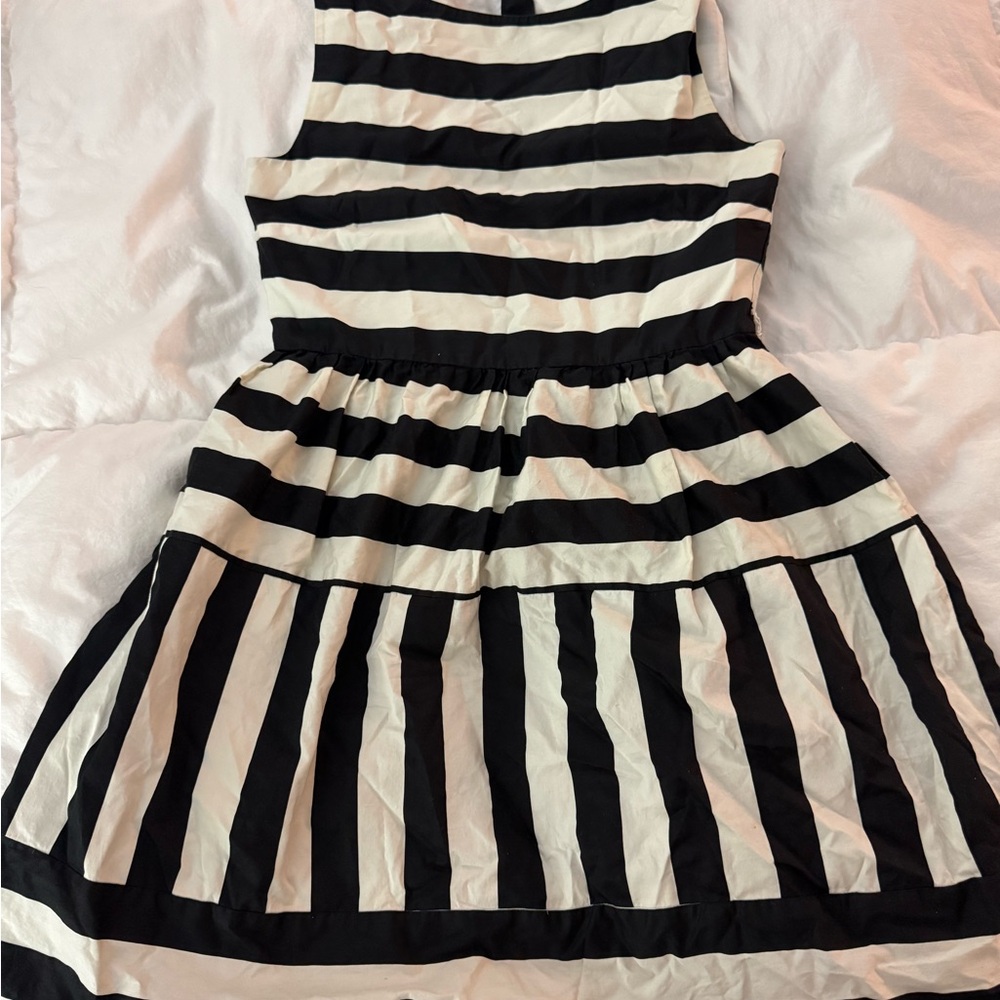 Crew by JCrew Black and White Striped Dress girls 16
